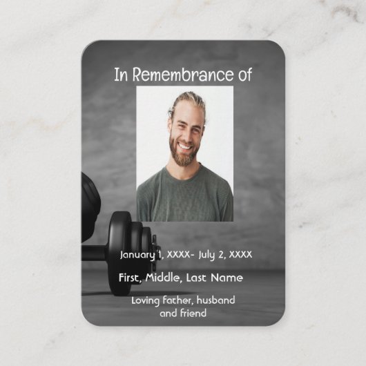 Carte Memorial Pocket Gym Fitness Trainer Weights (Devant)