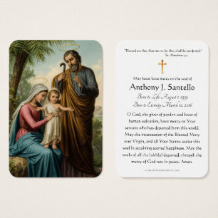 Carte mémorielle funéraire catholique de la Sainte