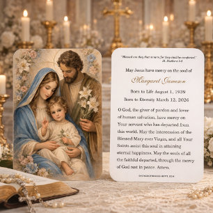 Carte mémorielle funéraire catholique de la Sainte