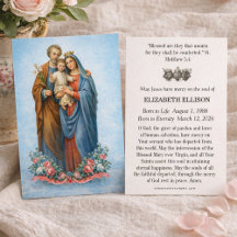 Carte mémorielle funéraire catholique de la Sainte