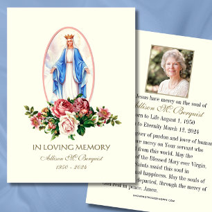 Carte mémorielle funéraire catholique de la Vierge