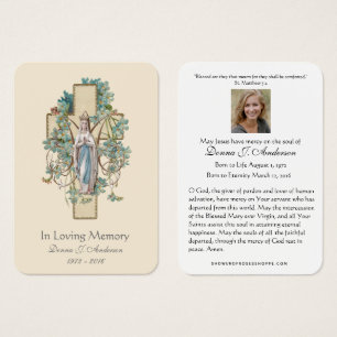 Carte mémorielle funéraire catholique de la Vierge