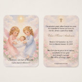 Carte mémorielle funéraire catholique pour bébé - (Devant & derrière)