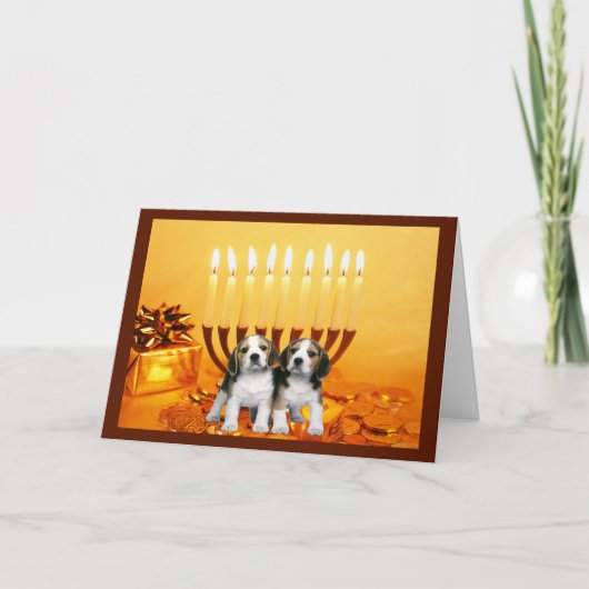 Carte Menorah2 de Chanukah de beagle (Devant)