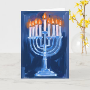 Carte Menorah Bleu Hanukkah
