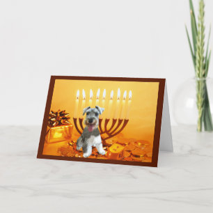 Carte Menorah de Chanukah de Schnauzer miniature