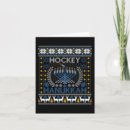 Carte Menorah de hockey amusant Hanukkah Festival juif H (Devant)