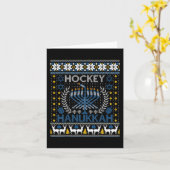 Carte Menorah de hockey amusant Hanukkah Festival juif H (Fleur jaune)