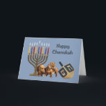 Carte Menorah Dreidel1 de Chanukah de teckel<br><div class="desc">Se rappeler la famille et les amis pendant la saison de Chanukah est une manière merveilleuse de rester en contact avec les personnes que vous aimez et vous inquiétez environ. J'ai créé ces derniers des cartes de Chanukah de chien avec amour et le soin et moi suis sûrs que n'importe...</div>