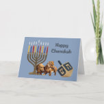 Carte Menorah Dreidel1 de Chanukah de teckel<br><div class="desc">Se rappeler la famille et les amis pendant la saison de Chanukah est une manière merveilleuse de rester en contact avec les personnes que vous aimez et vous inquiétez environ. J'ai créé ces derniers des cartes de Chanukah de chien avec amour et le soin et moi suis sûrs que n'importe...</div>