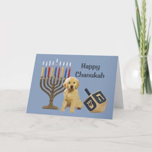Carte Menorah Dreidel5 de Chanukah de golden (Devant)