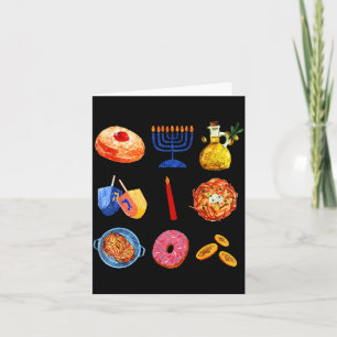 Carte Menorah Latke Hanukkah Dreidel Beignet Chanukah Ju