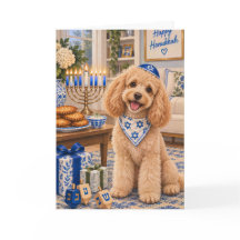 Menorah Poodle Abricot Chien Hanukka Juif