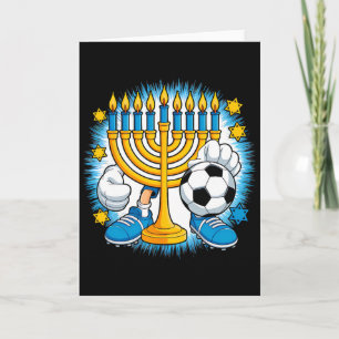 Carte Menorah Rétro Jouant au Football Pjs Joyeux Hanukk