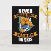 Carte Mens Ski Funny Skiing Never Underestimate An Old M (Fleur jaune)