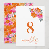 Carte mensuelle bébé 8 mois rose orange (Devant / Derrière)