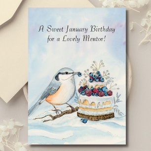 Carte Mentor Joyeux Anniversaire de Janvier Oiseau à Poi