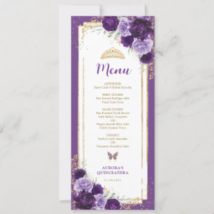 Carte Menu Anniversaire Florale Lilac Quinceanera