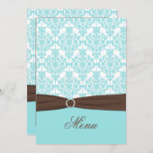 Carte menu Aqua Blue, Brown, blanc Damas (Devant / Derrière)