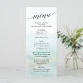 Carte menu Aqua et Gold Watercolor Beach Dinner (Debout devant)