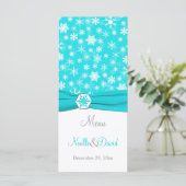 Carte menu Aqua, White, Grey Snowflakes (Debout devant)