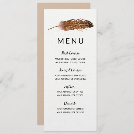 Carte menu Aquarelle (Devant / Derrière)