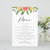 Carte menu Aquarelle Pamplemousse et Oranges Citru (Debout devant)