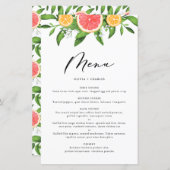 Carte menu Aquarelle Pamplemousse et Oranges Citru (Devant / Derrière)