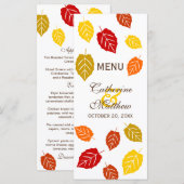 Carte Menu AutomAutomne Feuille (Devant / Derrière)