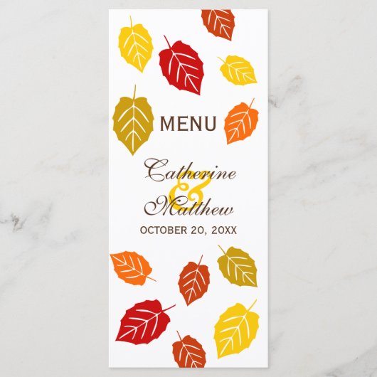 Carte Menu AutomAutomne Feuille (Devant)
