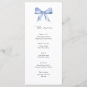 Carte menu baby shower avec arc bleu poussiéreux (Devant)