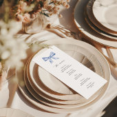 Carte menu baby shower avec arc bleu poussiéreux