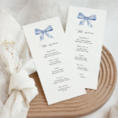 Carte menu baby shower avec arc bleu poussiéreux