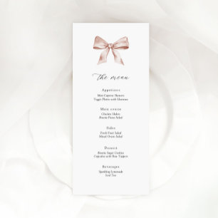 Carte menu baby shower avec arc rose poussiéreux