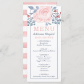 Carte Menu baby shower, Bleu, Rose (Devant / Derrière)