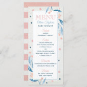Carte Menu baby shower, Bleu, Rose (Devant / Derrière)