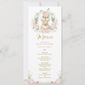 Carte menu Baby shower lapin de lapin rose Floral (Devant)