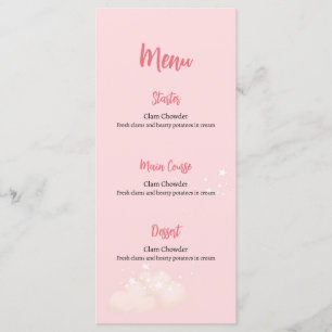 Carte Menu Baby shower Ours En Teddy Rose