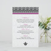 Carte menu Berry Purple, Black, White Damask (Debout devant)