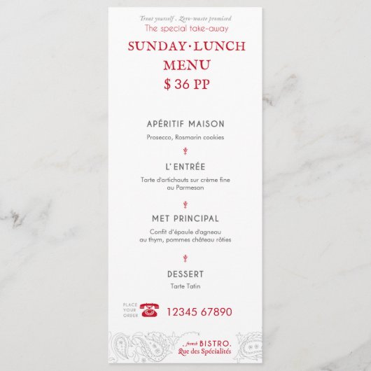 Carte menu Bistro (Devant)