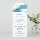 Carte menu Bleu Watercolor Stries (Debout devant)