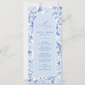 Carte menu Blue White Chinoiserie Floral Porcelain (Devant)