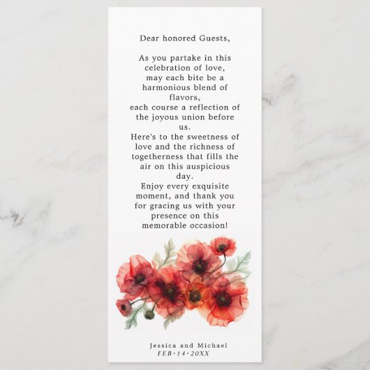 Carte menu BOISSON Scarlet Petal Serenade (Dos)