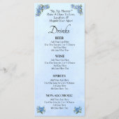Carte Menu Boissons - Set Mariage Peony Bleu (Devant)
