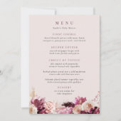 Carte menu Bordure florale Blush & Burgundy (Devant)