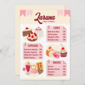 Carte menu boulangerie (Devant / Derrière)