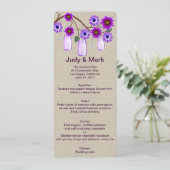 Carte menu Burlap Rustique Purple Mason Jars (Debout devant)
