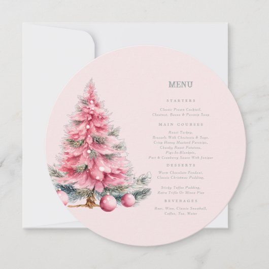 Carte Menu Cercle Arbre de Noël Baubles Shabby (Devant)