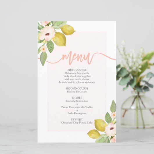 Carte menu Citron (Debout devant)