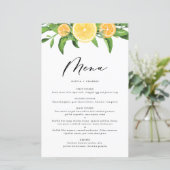 Carte menu Citrus d'aquarelles et d'oranges (Debout devant)